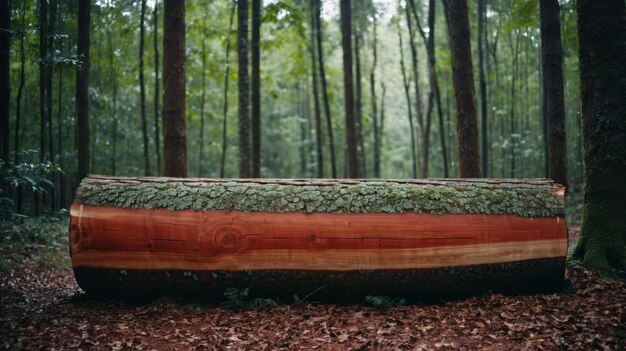 Photo a large log in the middle of a forest