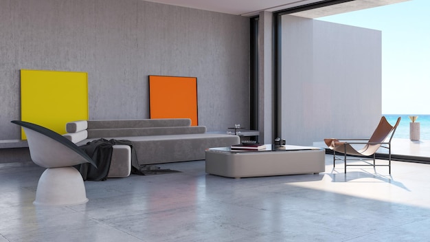 Photo large luxury modern bright interiors living room mockup illustration 3d rendering computer digitally generated image