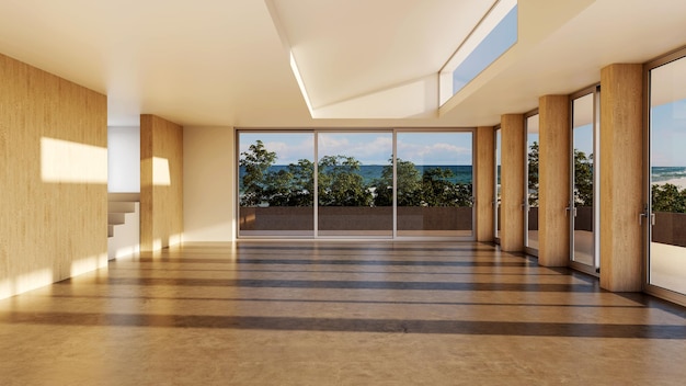 Большой роскошный современный яркий интерьер жилой комнаты макет иллюстрации 3D рендеринга изображения