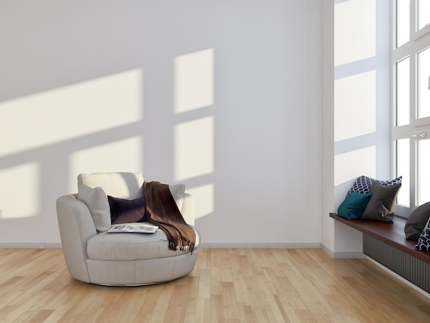 大きくて豪華でモダンな明るいインテリア部屋のイラスト3Dレンダリング
