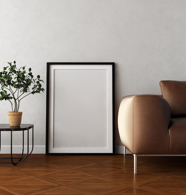 Illustrazione del mockup della stanza degli interni luminosi minimi moderni di lusso di grandi dimensioni rendering 3d