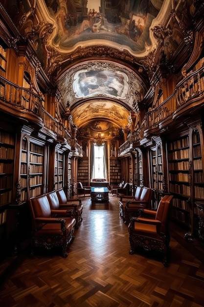 a large and luxury old style private library