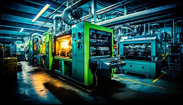 Photo large machine in factory with lots of machinery generative ai