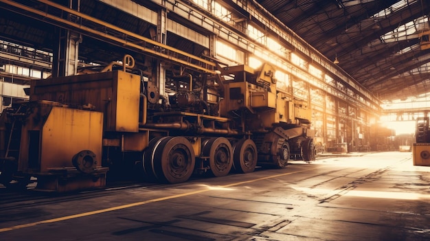 A large machine in a large industrial building