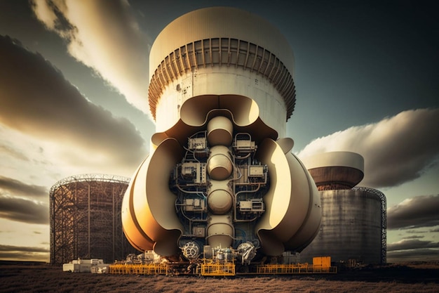 Foto grande macchina seduta in cima a un campo sterrato generativo ai