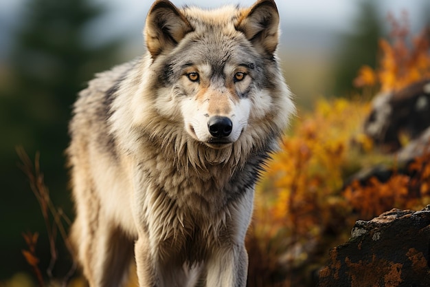 Large male grey wolf Generative AI