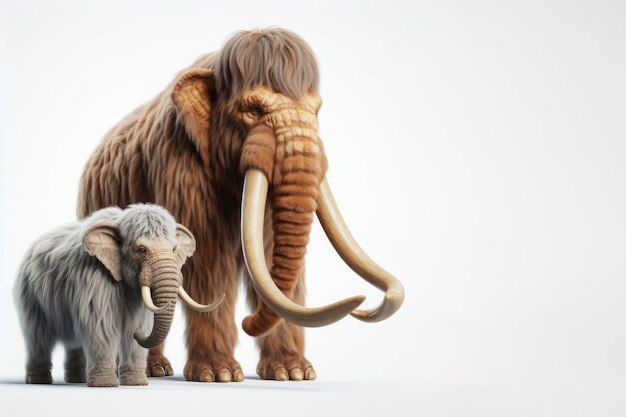 Photo large mammoth and its calf place for text