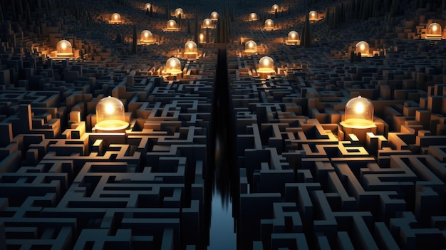 A large maze with a lot of candles in it ai