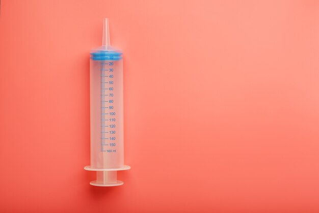 Large medical syringe with scale