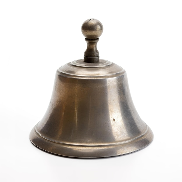 A large metal bell with the word " bell " on it