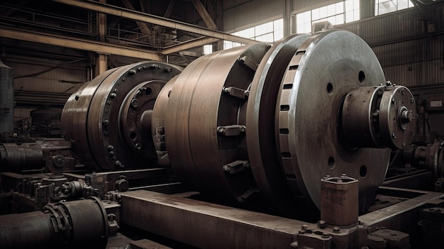 large metal machines in a building