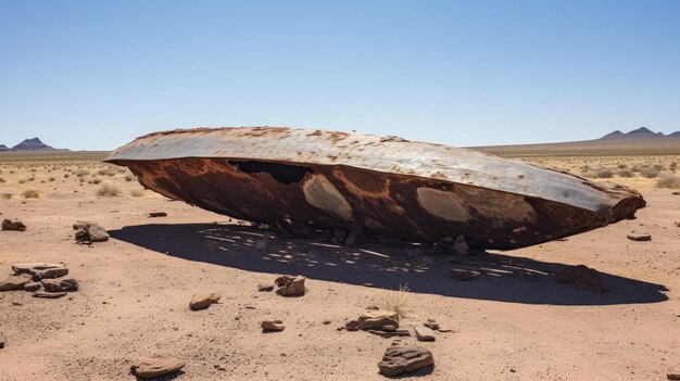 a large metal object in the desert