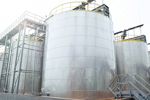 Large metal storage tanks for petroleum products