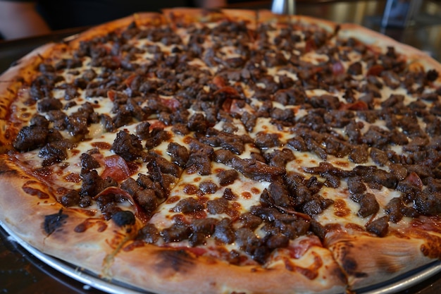 Large mixed pizza with meat