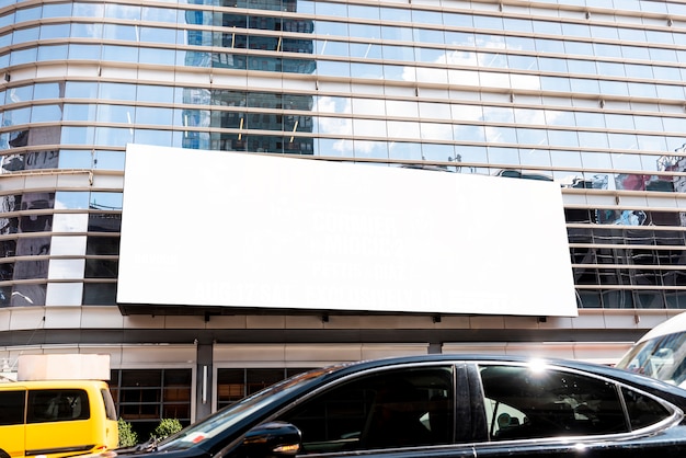 large mock-up billboard on a city building