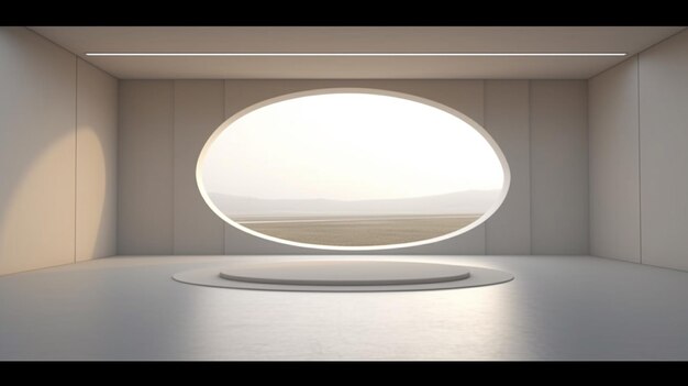 Large mockup canvas and a circular arc entrance to another space Generative AI