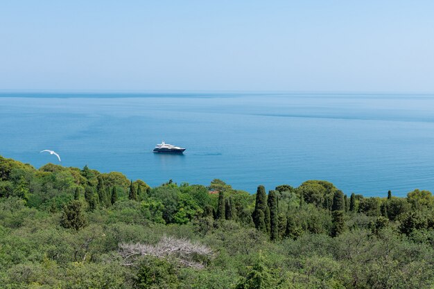 Large motor yacht on the sea