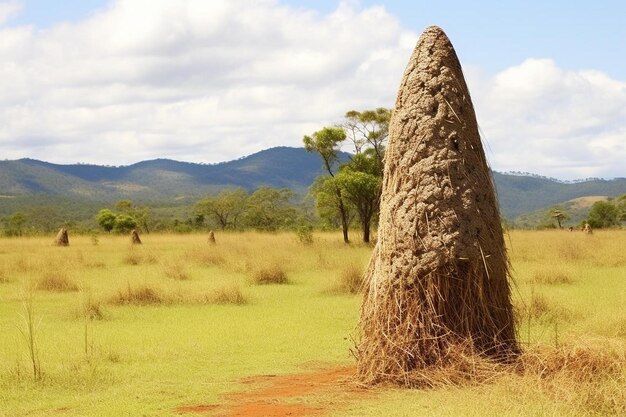 a large mound of grass in a field