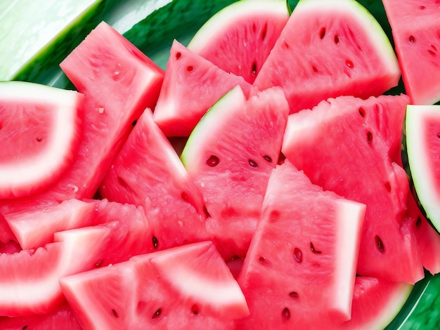 A large number of cut slices of watermelon ai generated