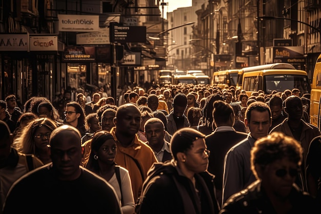 large number of people on a busy street in a busy city