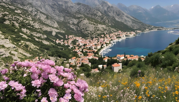 Photo a large number of pink flowers with the name  peonio  on the bottom