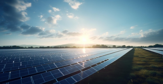 A large number of solar panels in a field