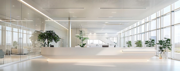 a large office with a large window that says  no one