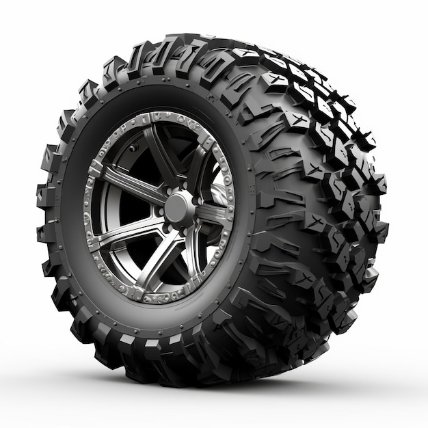 Large Offroad Wheel Tire Design Isolated On White Background