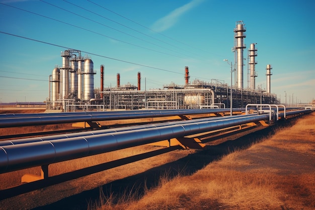 석유 정제 및 석유 및 가스 이동 과정의 대형 송유관 및 가스 파이프라인