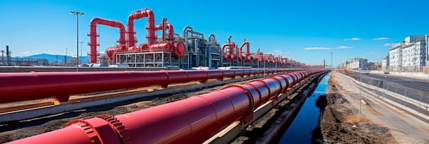 Large oil pipeline and gas pipeline in the process of oil refining and the movement of oil and gas