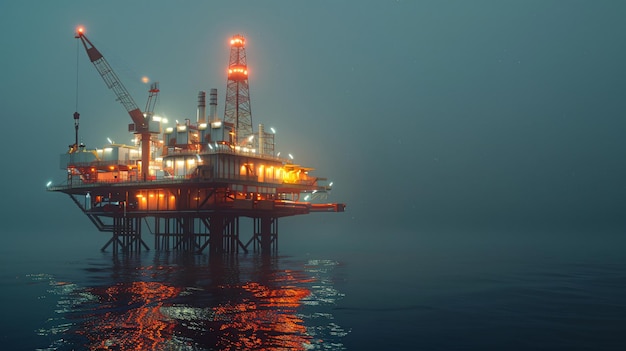 a large oil rig is on the water with the word oil on it