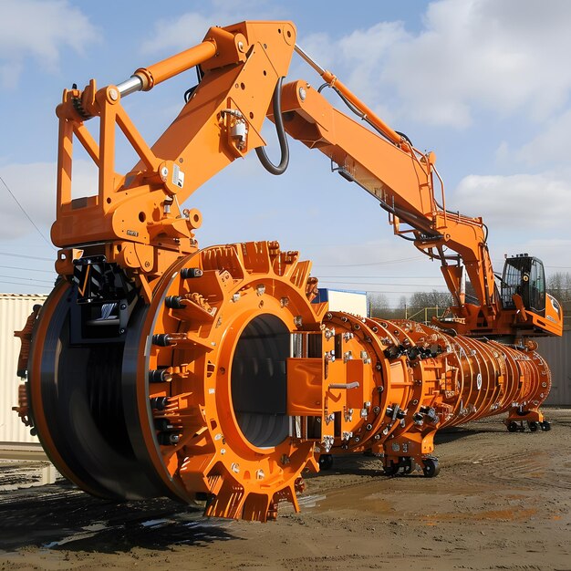 Photo a large orange machine with the word  the word  on it