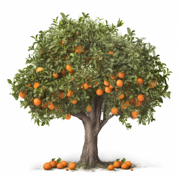 A large orange tree with many oranges on it