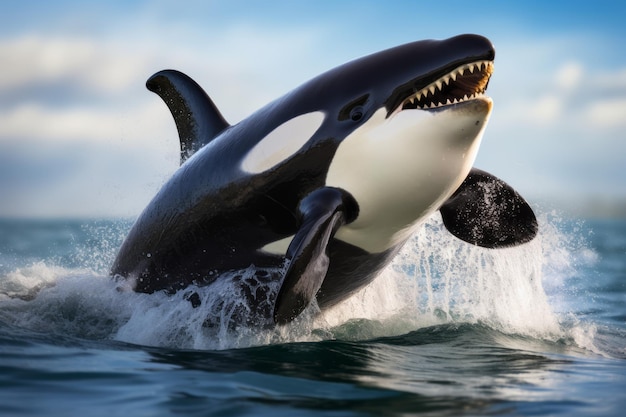 a large orca whale swimming under water