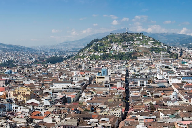 Large panorama of Quito with the Panecillo Ecuador