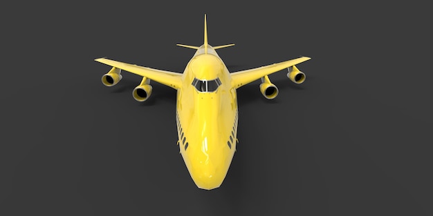 Large passenger aircraft of large capacity for long transatlantic flights Yellow airplane