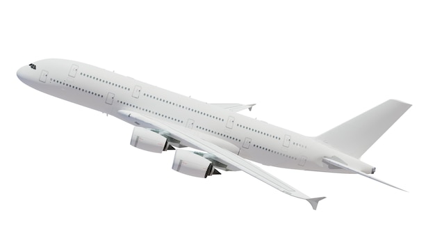 Large passenger airplane isolated on transparent background 3d rendering