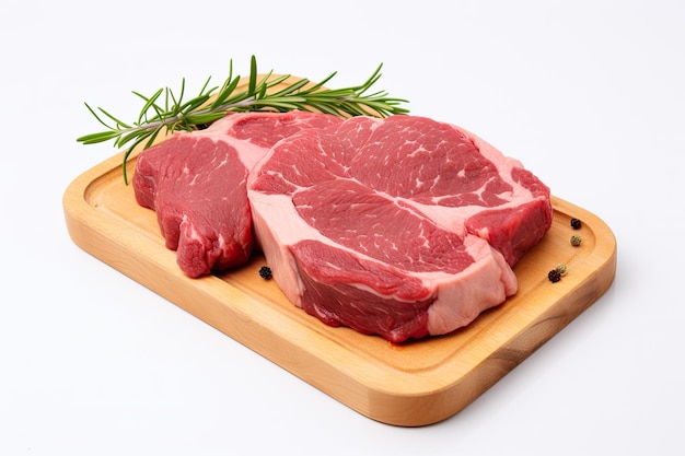 은 배경 에 있는 허브 와 향신료 로 장식 된 은 고기 와 은 고기 의 큰 조각