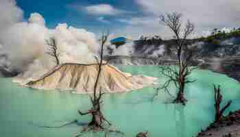 Photo a large pile of dead trees with a large plume of smoke rising out of it