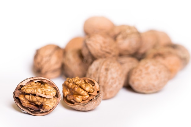 A large pile of fresh useful walnuts