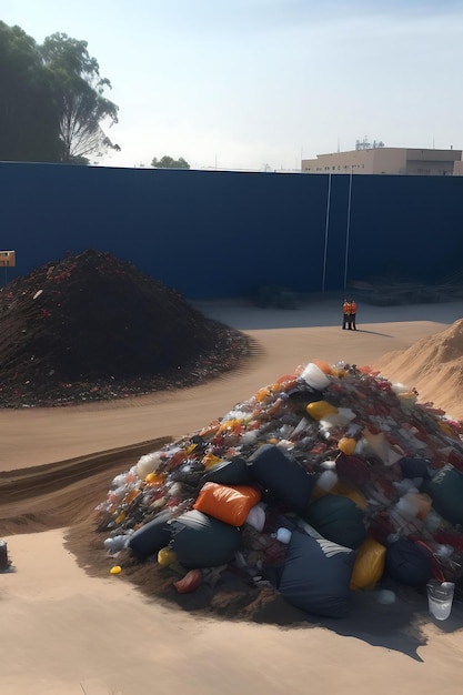 Large pile of rubbish garbage on the construction site