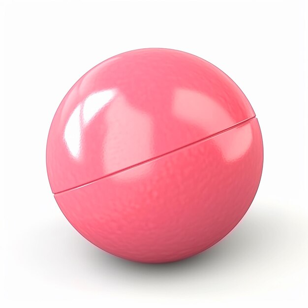 Large pink ball 3D closeup isolated on white round geometric figure design element