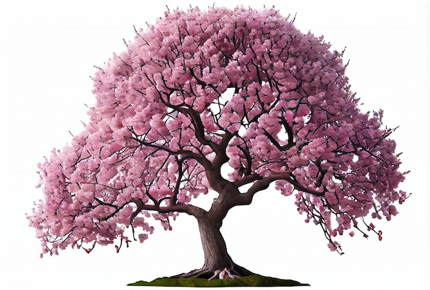 写真 large pink cherry blossom tree on white background digital art style generative ai