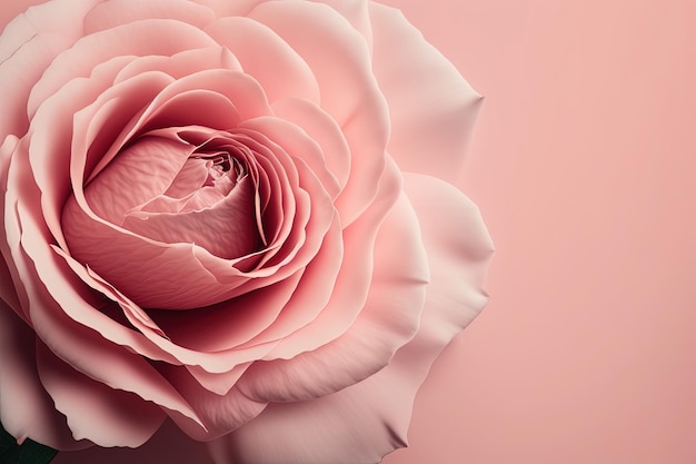 A large pink rose on a pink background generative AI