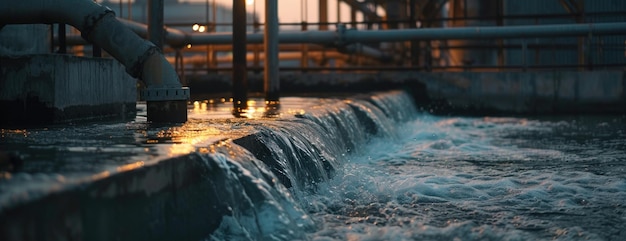 Photo large pipe next to body of water