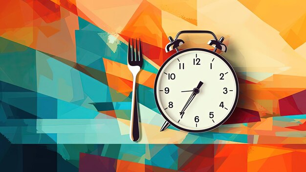 Photo a large plate with a knife and fork as well an alarm clock