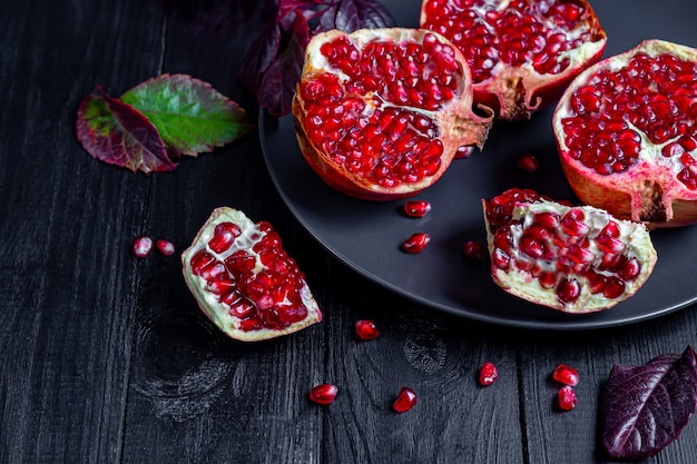 Large pomegranate broken into pieces