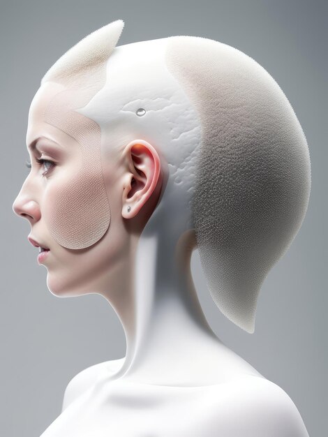 공상과학 스타일의 대머리 소녀의 대형 초상화