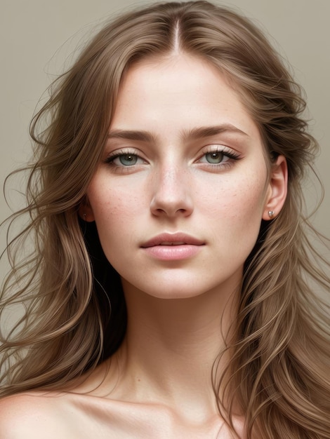 Large portrait of a girl with wavy hair