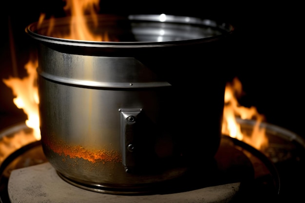 Photo a large pot sitting on top of a stove